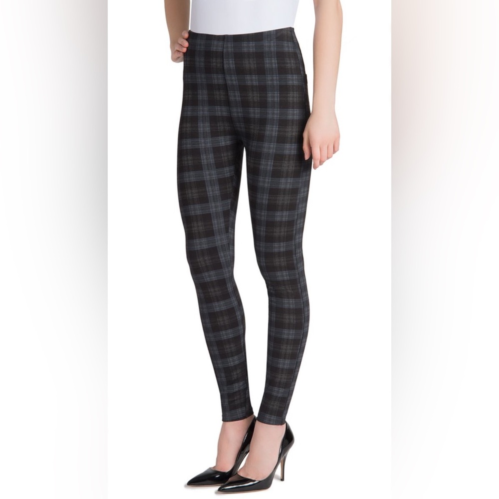 Lysse Black and Gray Plaid Ponte Shapewear Legging Dress Pants- size XL